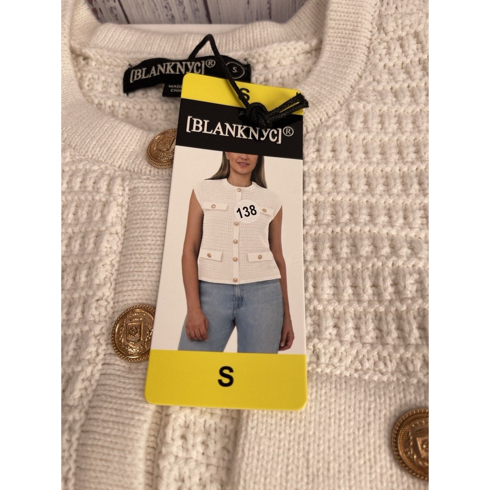BLANKNYC Women's Sweater Vest, offwhite, Size S